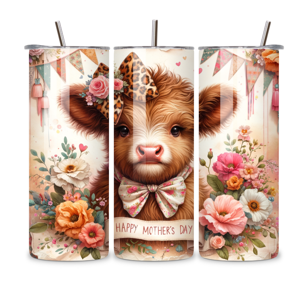 Stainless Steel 20oz Tumbler Highland Cow Cute