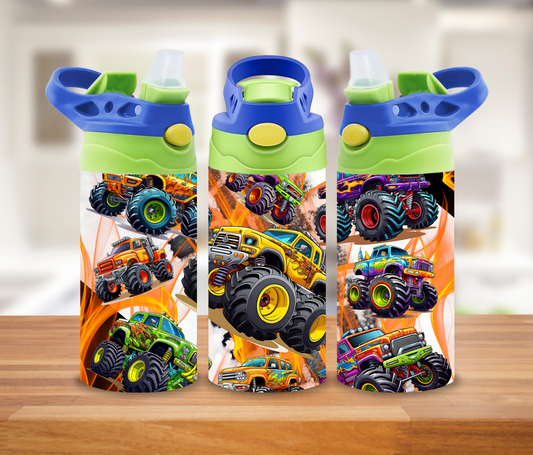 Hot wheels monster trucks water Bottle 12oz/355ml Ezi2UDesigns